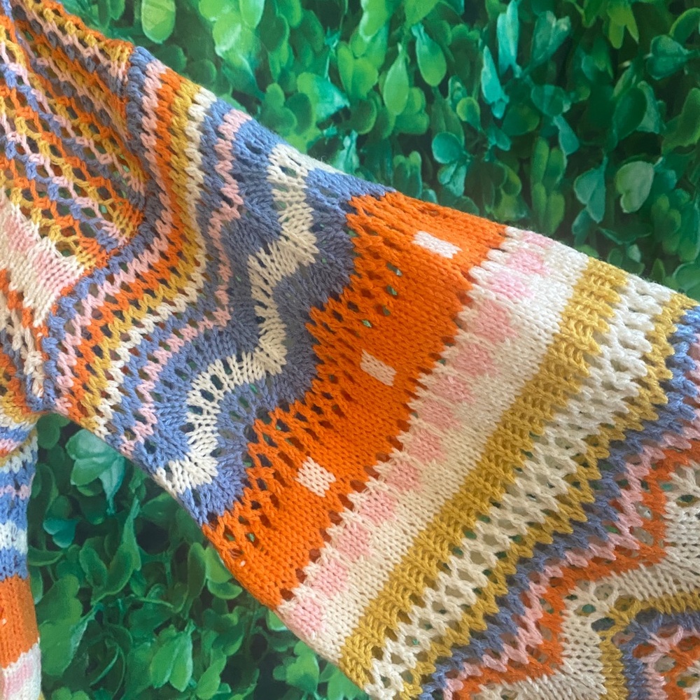 Shein - Colorful Crochet Knit Sweater(curvy size) - Picture 6 of 9
